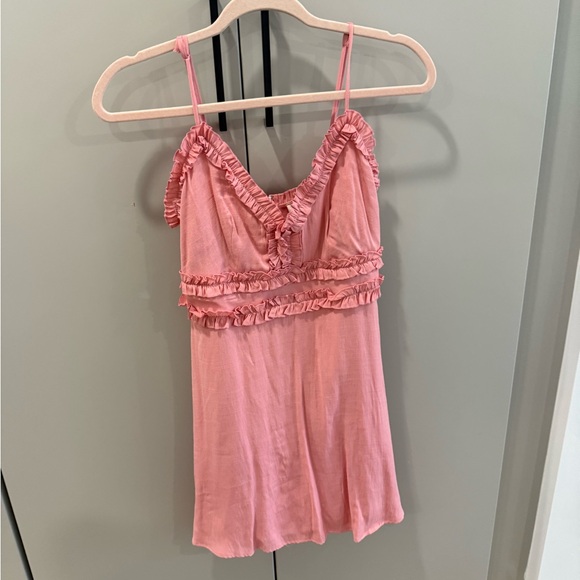Pink Ruffled Mini Dress - Picture 2 of 4
